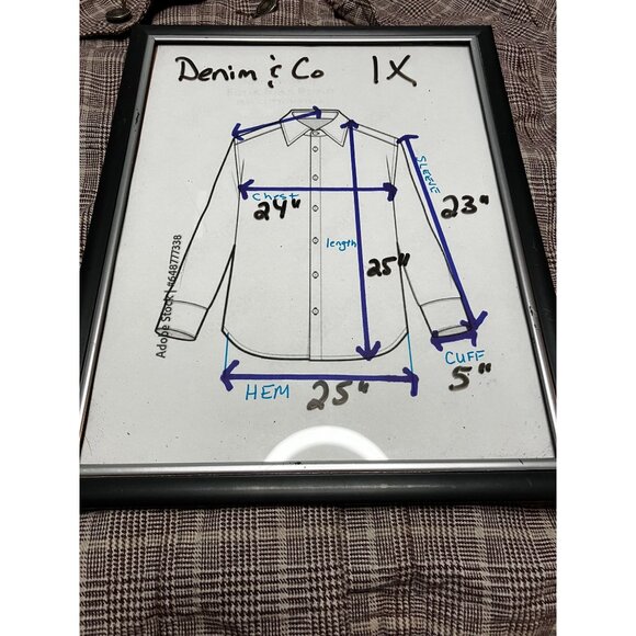 Denim & Co Brown Plaid Button Up Blazer Jacket Size 1X Cotton Shacket - Picture 7 of 8